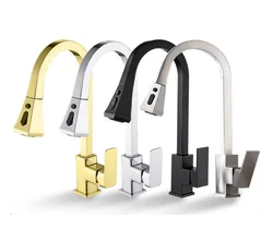 CUPC commercial modern high arc brushed brass spray tap mixer pull out pull down sprayer kitchen sink faucet