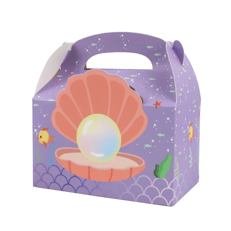 New 3D Mermaid Candy Box Gift Biscuit Boxes Square Hand-hold Cake Gift Packaging Carton For Girls Party Favor