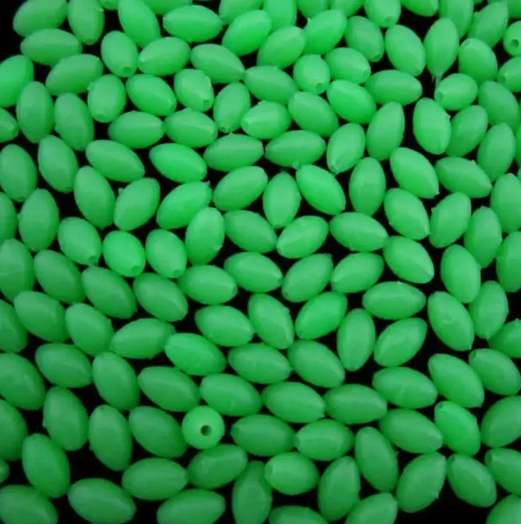 Wholesale best price oval round green luminous plastic fishing beads for fishing