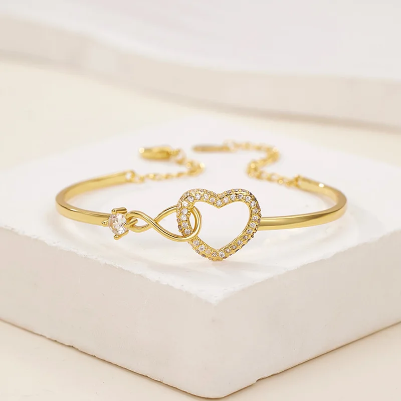 Heart bracelet bangles jewelry lover bracelet jewelry 18K gold 925 silver chain silver love charm bangle bracelet for girl women