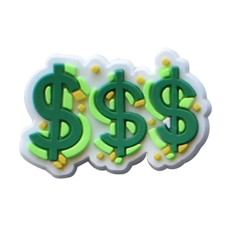 2022 Factory Price Classic $$ Dollar Signs Croc Shoes Custom Clog PVC Shoe Decoration Charms