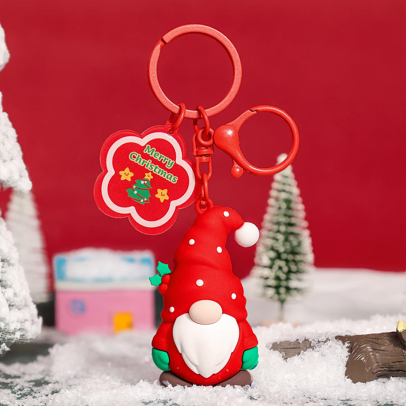 2024 New 3D PVC Elk Gingerbread Man Key Chain Fashion Rubber Keyring Accessories Cute Cartoon Christmas Santa Keychain