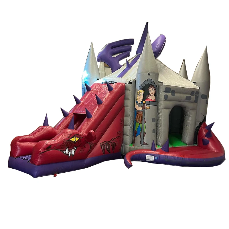 Commercial How to Train Your Dragon Inflatable Bounce House Castle bouncer house with Slide Red Dinosaur Bouncy bouncing castle