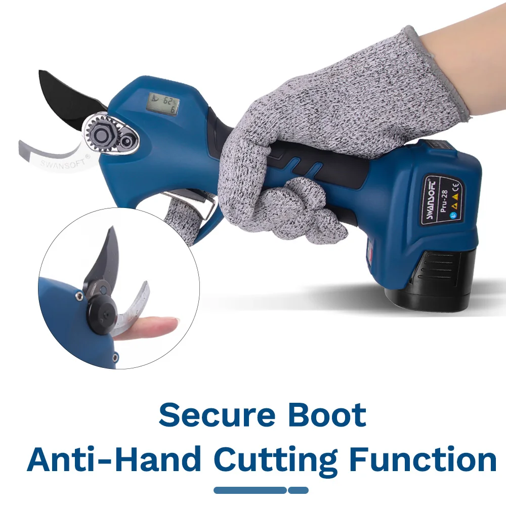 Pru-28 28mm Rechargeable Electric Tree Trimmer Battery Powered Hedge Cutter Electric Pruning Shears Scissors