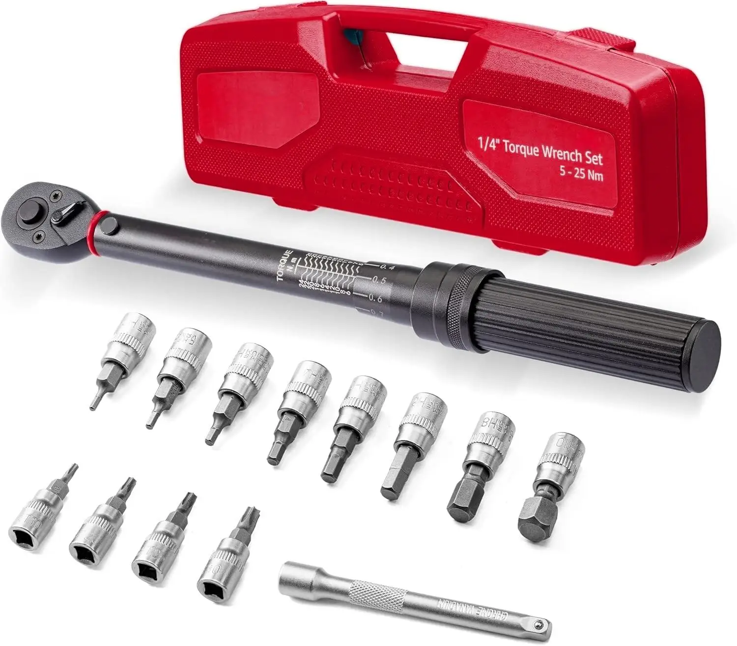 Peaktop  1/4-Inch Drive with Reversible Ratchet and Extension, Measuring Range: 2 to 20 Nm, Torque Wrench
