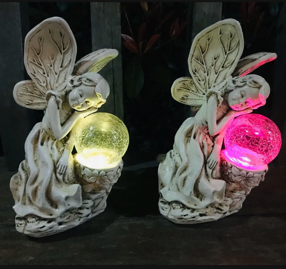 solar indoor house statue resin angel led decorative resin night light solar lawn led solar garden light outdoor waterproof