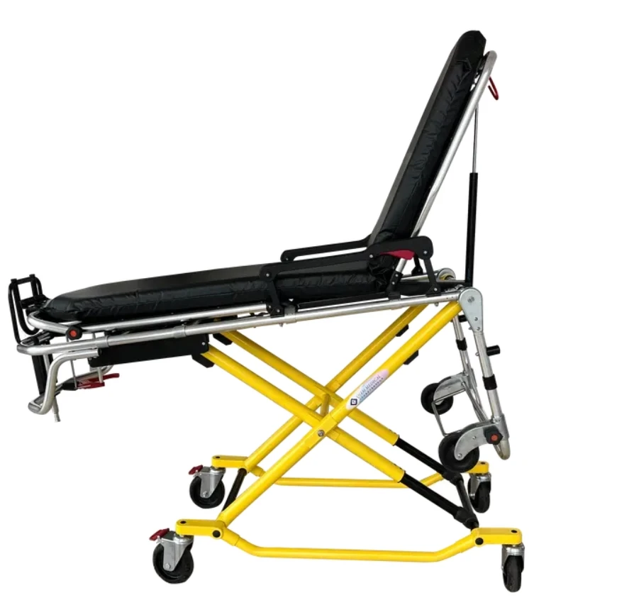 150mm Castor Aluminum Alloy Stretcher For Ambulance With Height Adjustable Backrest Folded