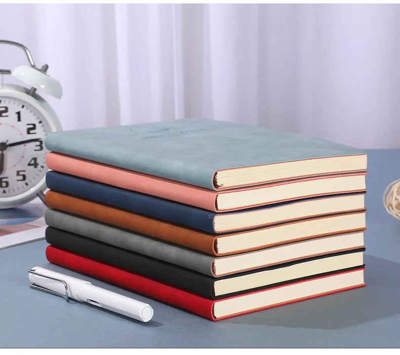 Wholesale A6 A5 B5 Embossed LOGO Sheep Skin PU Leather Softcover Office School Notebook Direct Selling