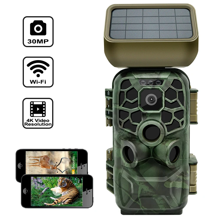 
2021 4K WIFI Hunting Camera APP Control Real Time Animal Monitor with Solar Panel  (1600180187145)