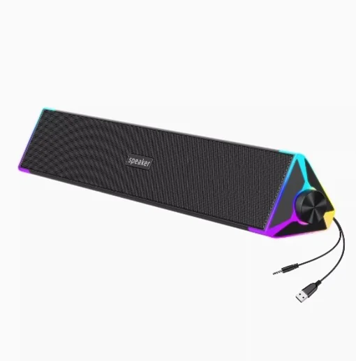 High Quality BT  With Triangular rgb led USB Player soundcore Bluetooth Speaker Wireless Bass Loud Soundbar For computer game