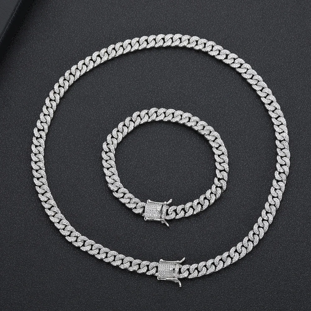8mm Hot Selling Dense Cuban Chain 3A+CZ Cuban Link Chain Micro Insert Cuban Link Necklace men