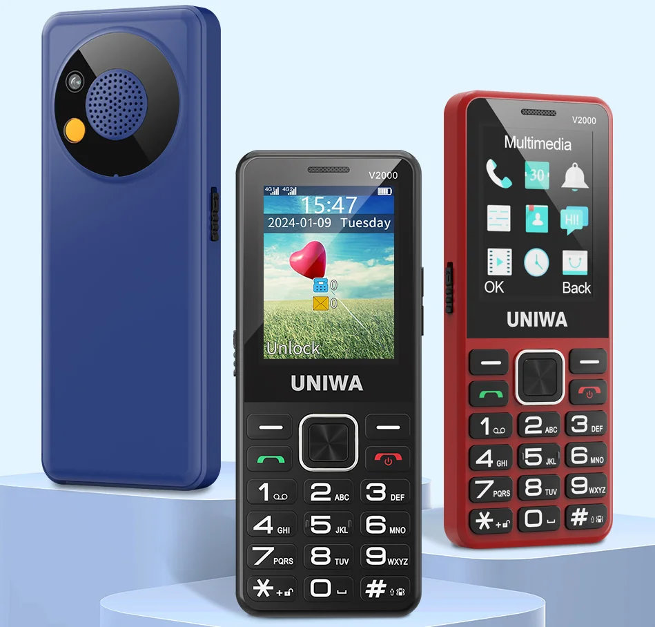 UNIWA V2000, большая батарея 1700 мАч, кнопка SOS 4G, разблокированный телефон с конфетами, для молодых и пожилых людей