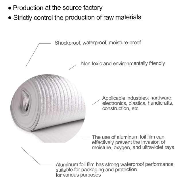 Duplex aluminum reflect PE bubble film Aluminum foil for roof insulation Radiation barrier Custom adhesive