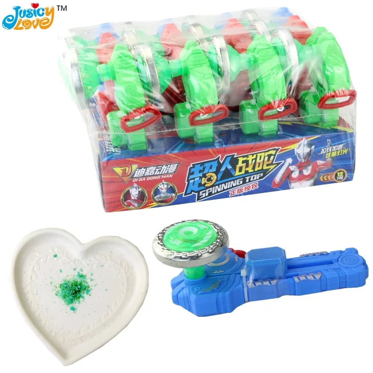 High quality funny luminous gyro spinning toys fighting gyro toy with popping  candy