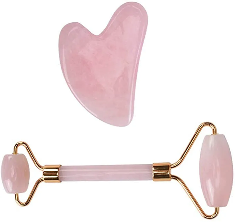 
Natural rose quartz jade roller Massage Tools face massage tools double head jade roller 