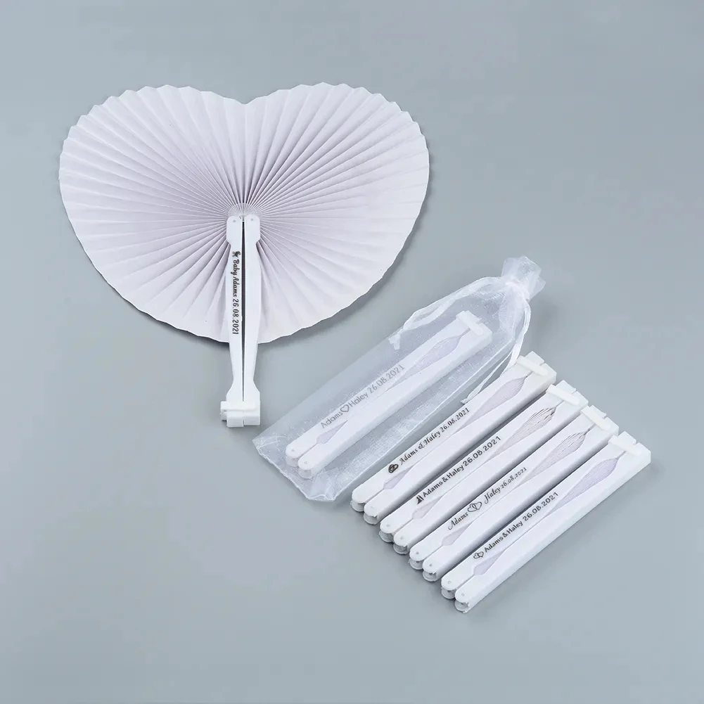 Round white blank plastic paper fan for wedding souvenir party souvenir decoration advertising portable hand fan