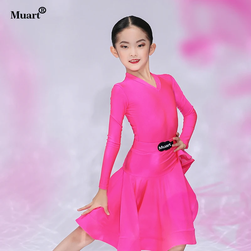V-neck Latin square dance dress with long sleeves Competitive Dance Children Jazz Latin Dance wear Costumes