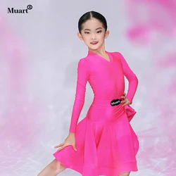 V-neck Latin square dance dress with long sleeves Competitive Dance Children Jazz Latin Dance wear Costumes
