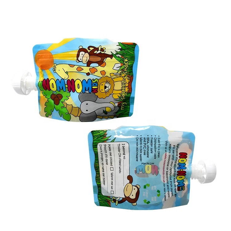 Customized Fruit Soft Drink EO-Friendly Aluminum Foil Liquid Packs Plastic Standing Up Spout Pouch BPA free with lids
