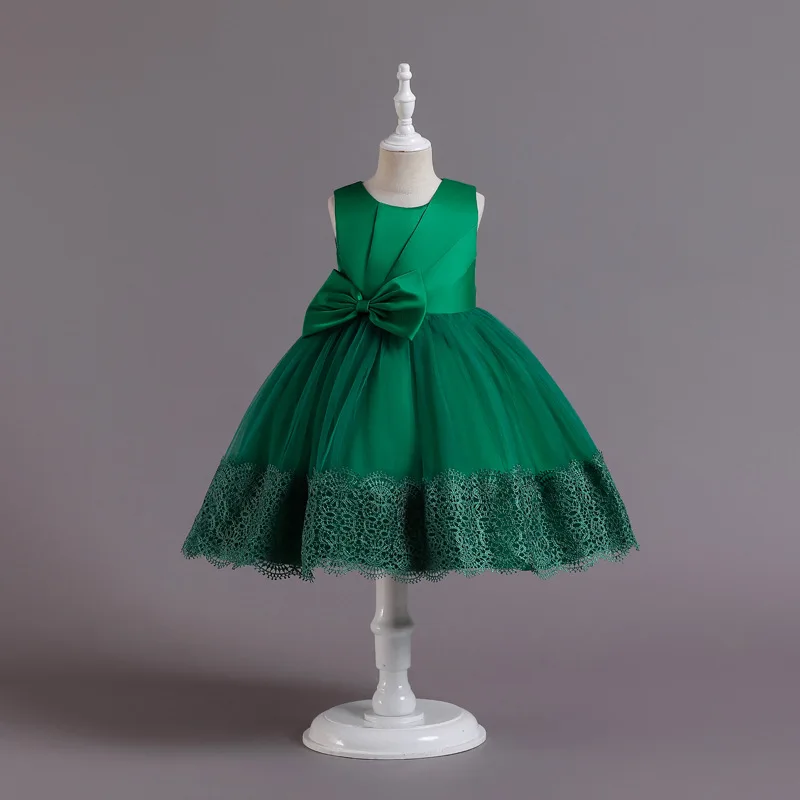 Hot selling lace tutu skirt flower banquet show gown evening dress 3 years baby frock designs teenager girls clothing