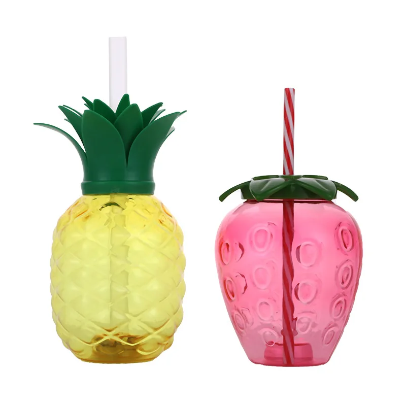 New Arrival Strawberry Cup Strawberry Keychain Pineapple Juice Cup Lele Tea INS Wind Cup Takeaway juice Bottle