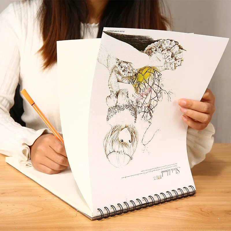 A4 custom hardcover toned tan spiral artist painting drawing notebook sketch_book sketch book for school