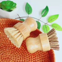 Natural Sisal Palm Coconut Bristles Bamboo Dish Brush for Cast Iron Skillet Pots Pans Household Items Kitchen