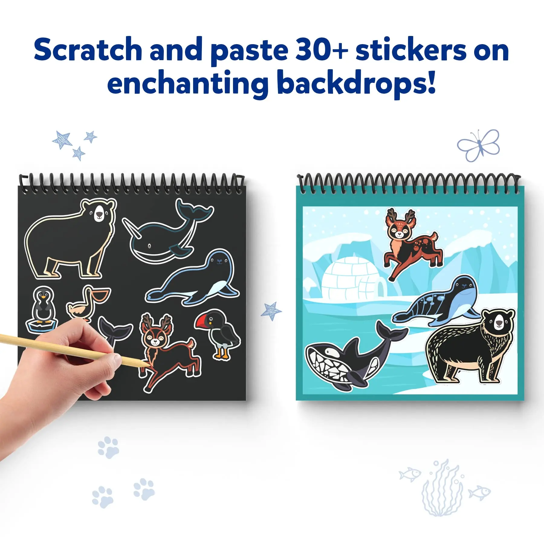 Magical Scratch Art Book for Kids - Animals, Craft Kits DIY Activity & Stickers Gifts Scratch Art Book