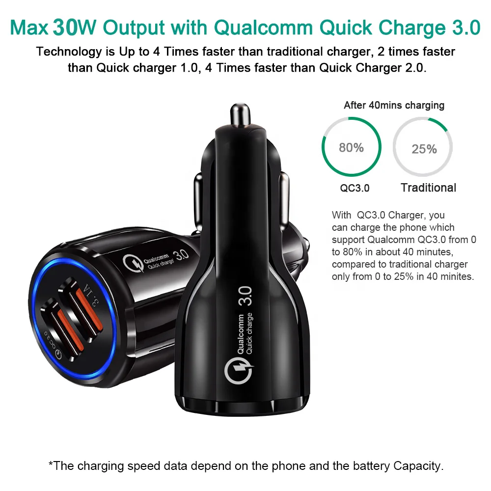  Автомобильное зарядное устройство USB Qc3.0 для быстрой зарядки 3 1