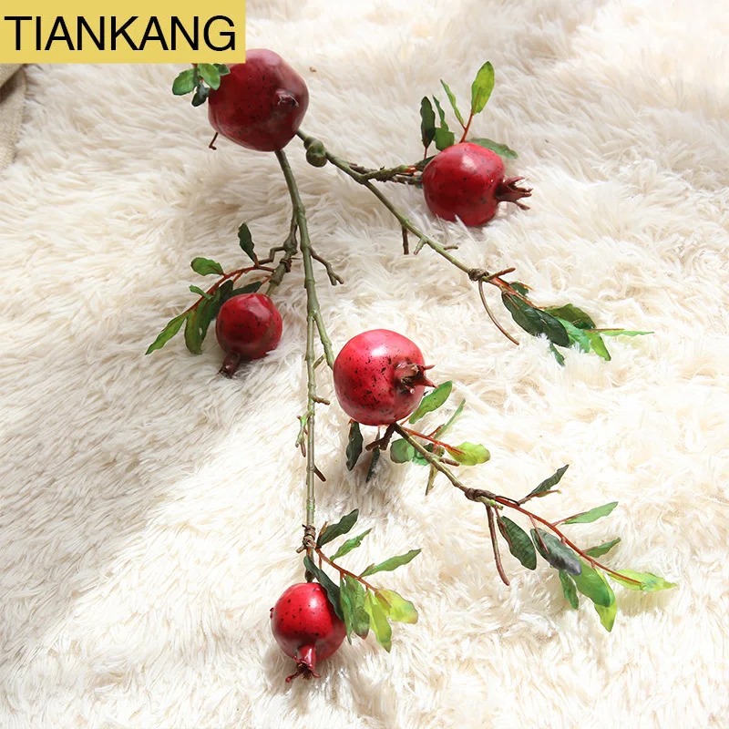 Wholesale Indoor artificial pomegranate decor artificial fruit branches fake fruit