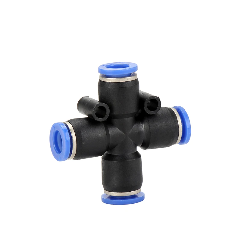 PZA 4 way Cross one touch push in connector 4mm 6mm 8mm 10mm 12mm plastic fitting pneumatic tube air fitting