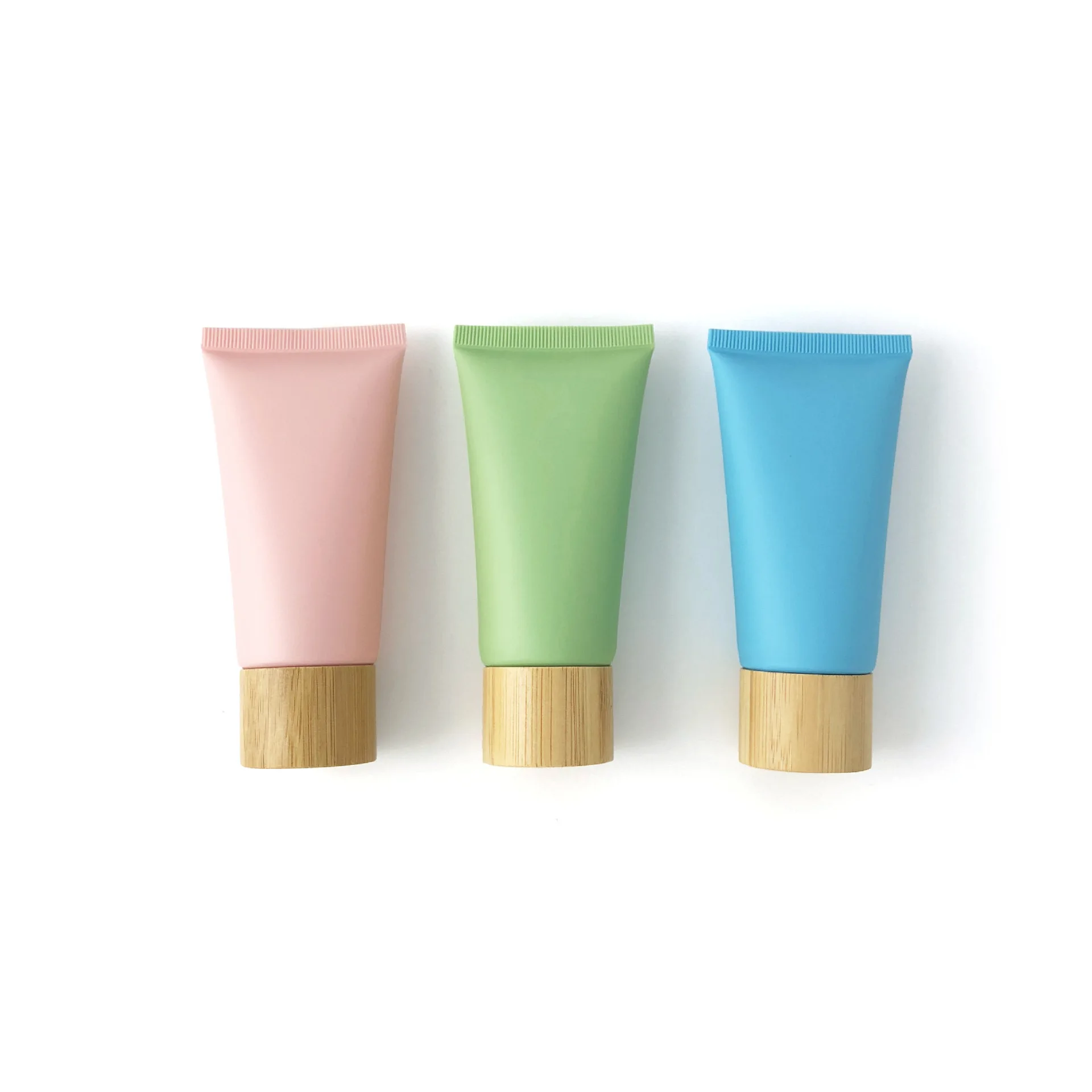 Custom Skincare  Body Lotion  Plastic Hose Soft Cosmetic Hand Cream Packaging Squeeze Tube With Bamboo Lid