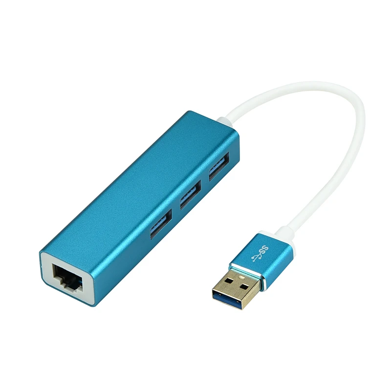 USB3.0 to 3-Port USB Hub with 10/100/1000 Gigabit Ethernet Adapter For USB Devices