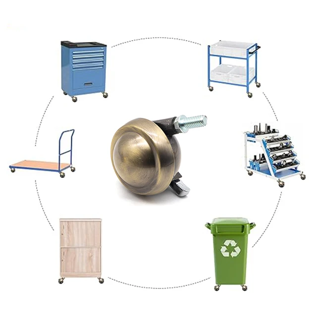 Wholesale Customized Gold Metal Caster Wheels High-Grade Brass Ball Caster for Furniture & Hospital 63mm Diameter 2.5 Inches