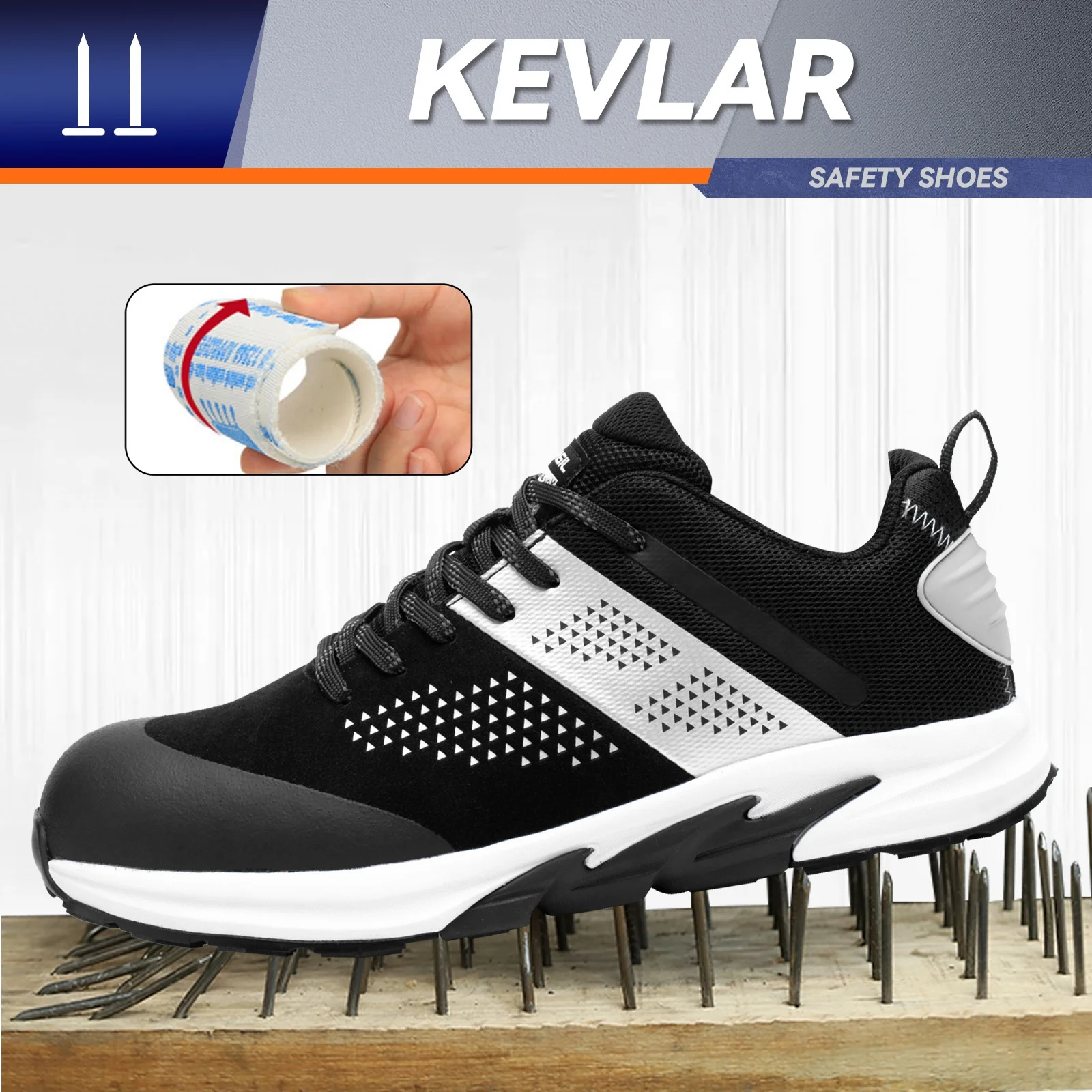 JIANKUN OEM Breathable Mesh Sports Safety Shoes Full Grain Cow Leather with TPU Shoelace EVA Rubber Outsole Summer Safety Shoes