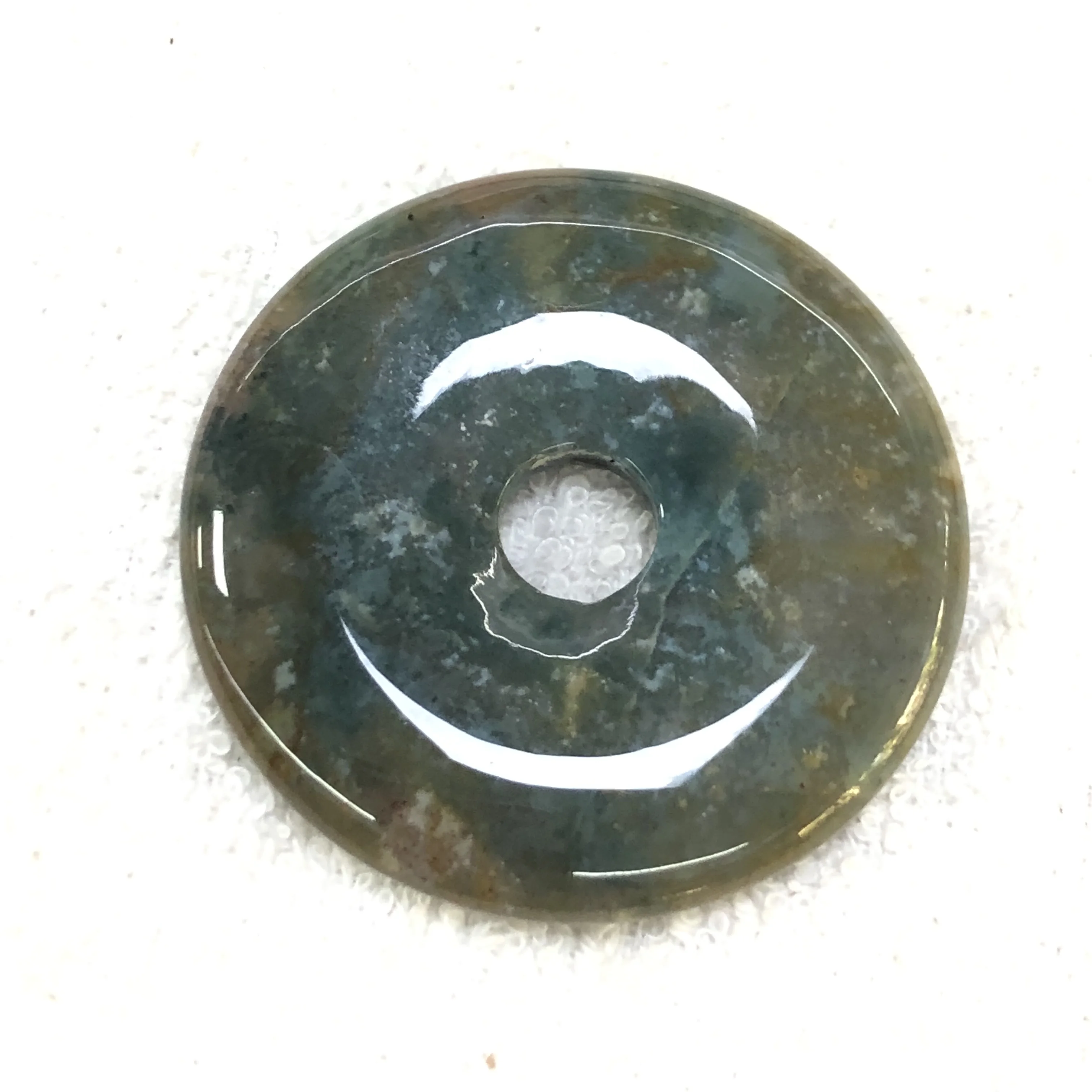 New natural stone peace button 50mm doughnut crystal agate jade nostalgia peace button pendant necklace accessories wholesale