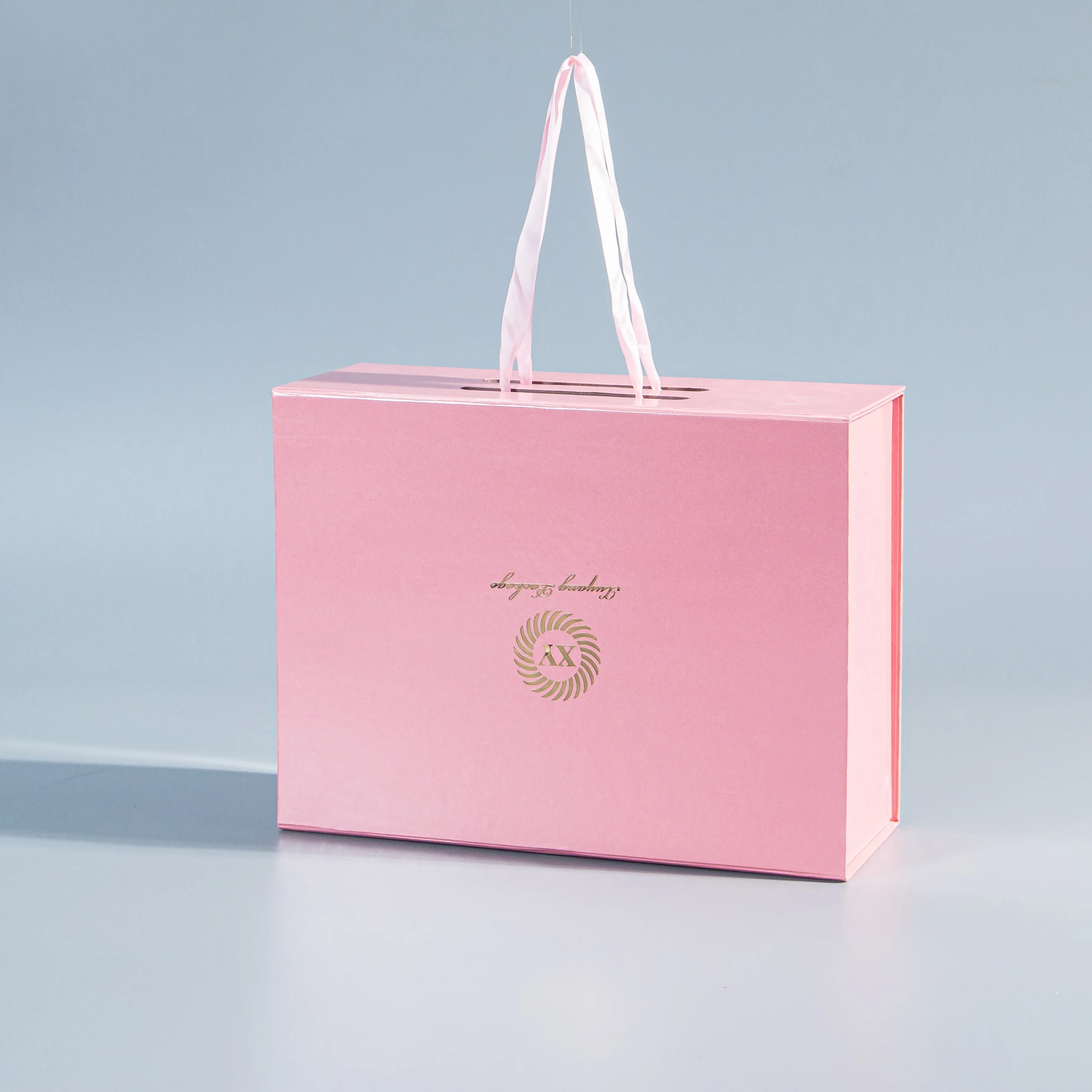 Flap Lid Packaging folding Cardboard Bespoke Custom Magnetic Closure Gift Box Customized Makeup Ribbon EVA