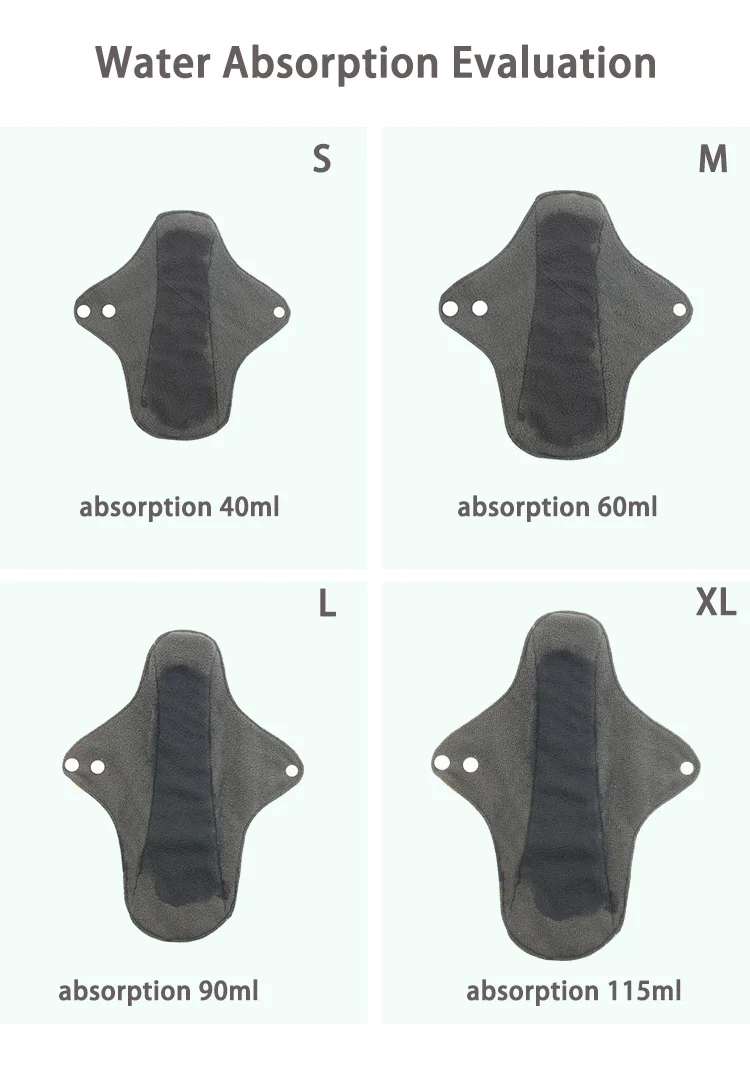 Ananbaby Breathable Bamboo Charcoal Female Sanitary Pads Cloth Menstrual Pads Super Absorbent Sanitary Napkin Manufacture