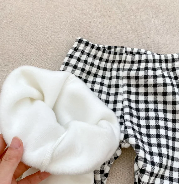 Wholesale Baby Unisex Rib Cotton Knit Legging Tights Fleece Winter Warm Baby Girl White Legging with Patches