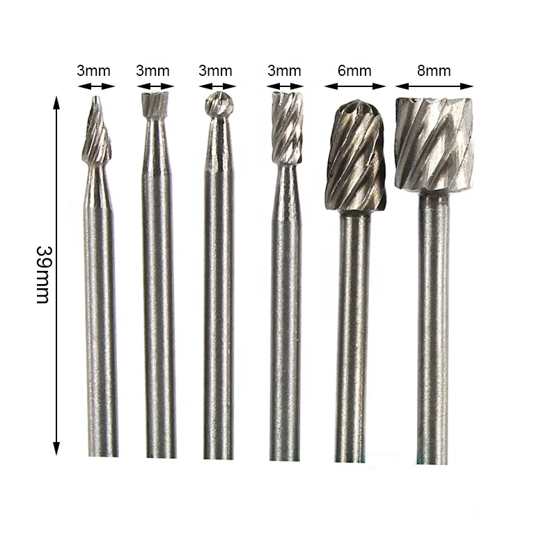 
HSS Routing Milling Bit 6pcs Rotary Milling Cutter for Rotary Tools Mini Drill Bit Rotary Burrs 
