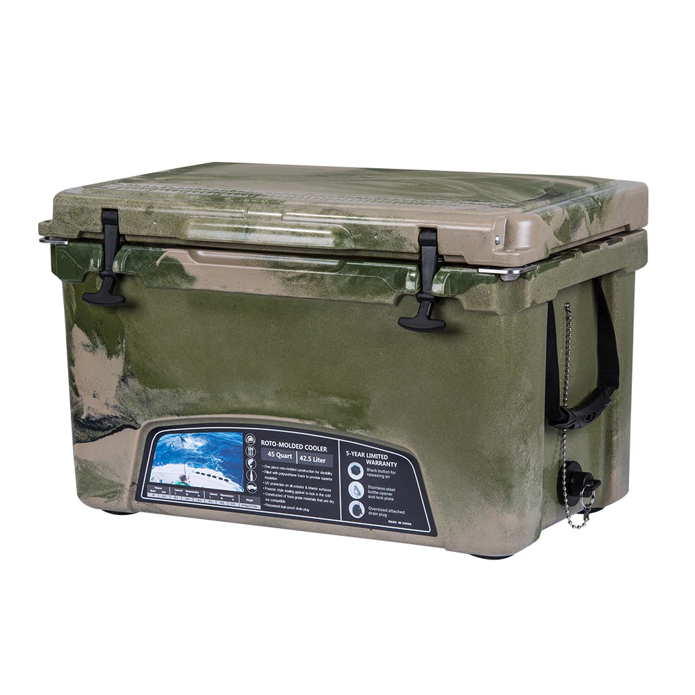 45qt plastic cool box insulated ice chest cooler for fishing