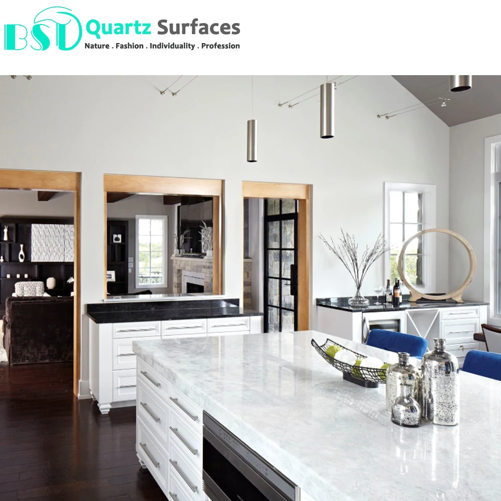 Jazz White Quartz Slab for Kitchen Countertop and Island Top Porcelain Tile Slab for Countertop Floor Wall