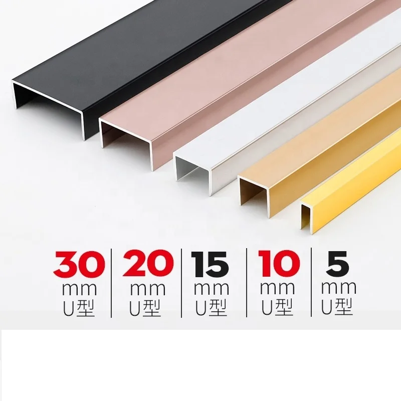 
Foshan Manufacturer Aluminum U-Shaped Profile With High Class Color tile trim 