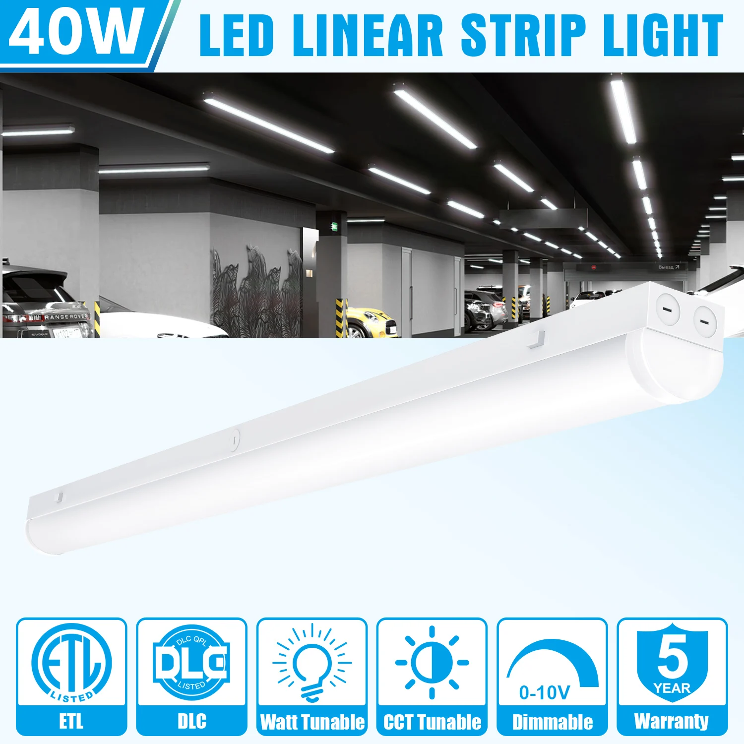 UL 120-277V ETL DLC Approved Smart T8 LED Tube Light 4ft 8ft Linear Strip Lighting Industrial Office IP65 Rating US Warehouse