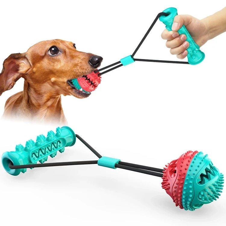 
Eco friendly Pet product toothbrush cleaning teeth new interactive drawstring training ball dog toy 
