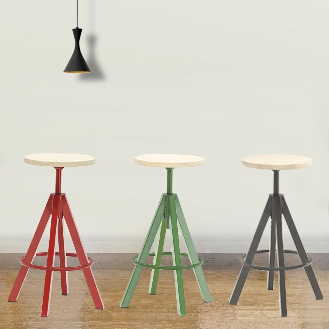 Commercial Grade Metal Bar Stool with Wood Seat Modern Restaurant Furniture