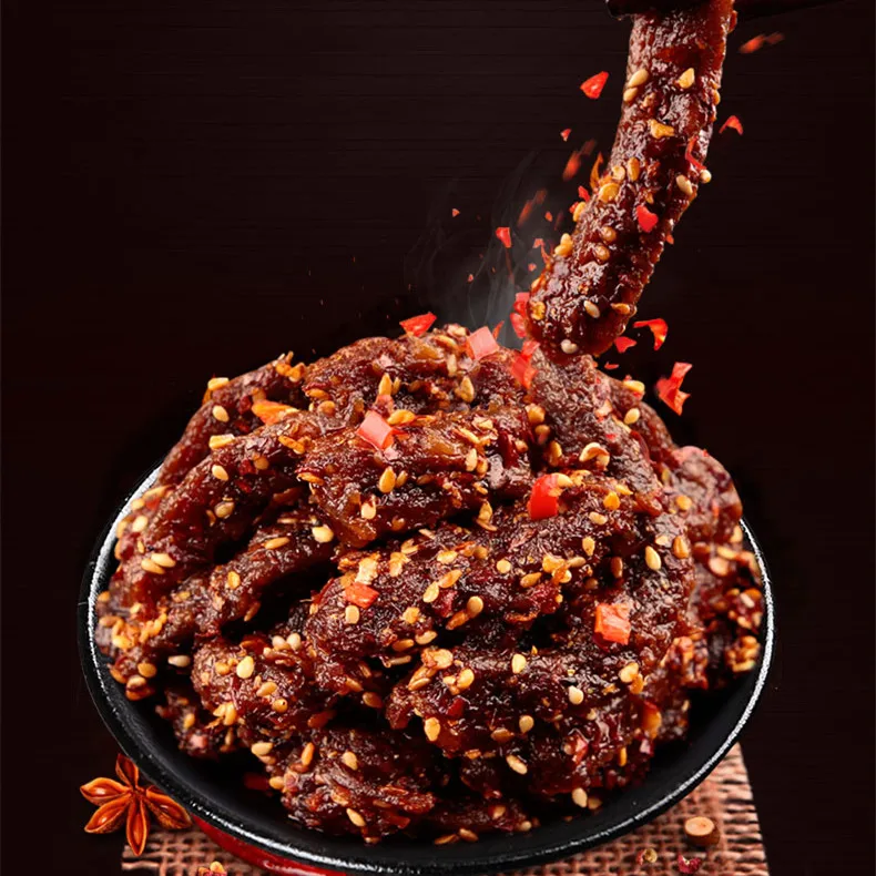 Hot&Spicy beef jerky 66g exotic snacks  China Wholesale Market Price Beef Jerky Processing Plant Spicy Dried Beef Jerky