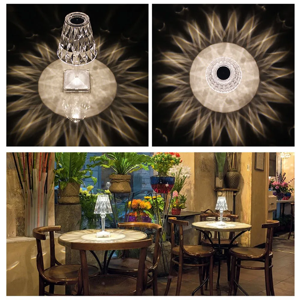 
Diamond Table Lamps Bedroom Bar Restaurant Charging Led Acrylic Desk Lamp Night Lights Bedside Light Fixtures 