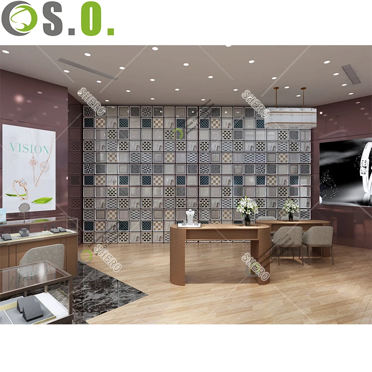 Latest design jewellery shop interior decoration with custom jewelry showcase