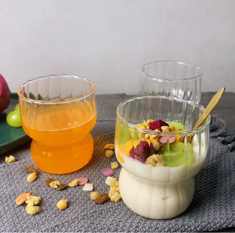 new cheap milk yogurt cups cute stripe drinking glasses